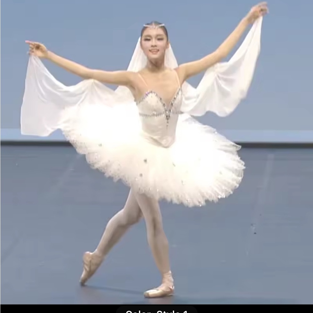 Chic White Ballet Tutu with Rhinestone Accents
